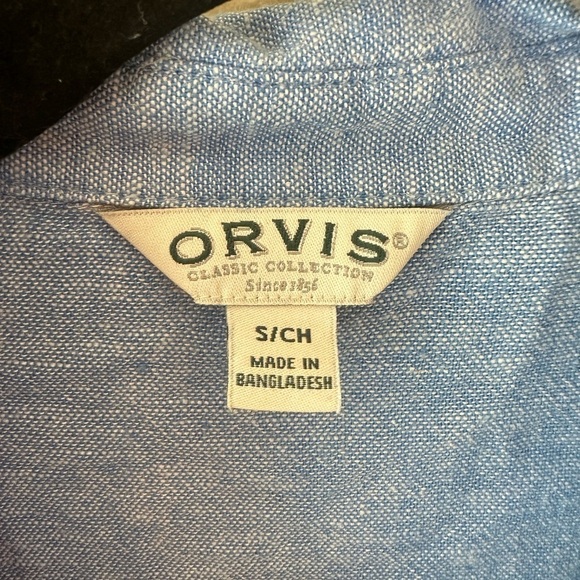 Orvis Womens Linen Blend Long Sleeve Button Down Collared Shirt Blue Sz Small - Picture 3 of 7